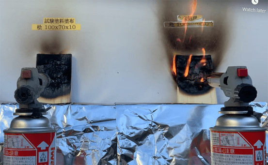 ヒノキ板の燃焼実験 